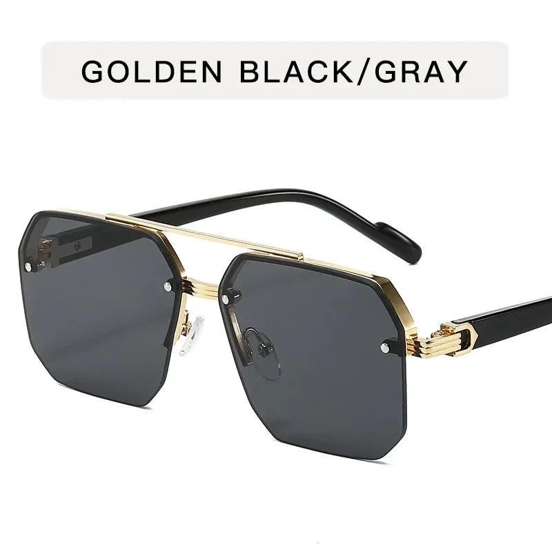 The Maverick – Retro Half-Frame Metal Sunglasses