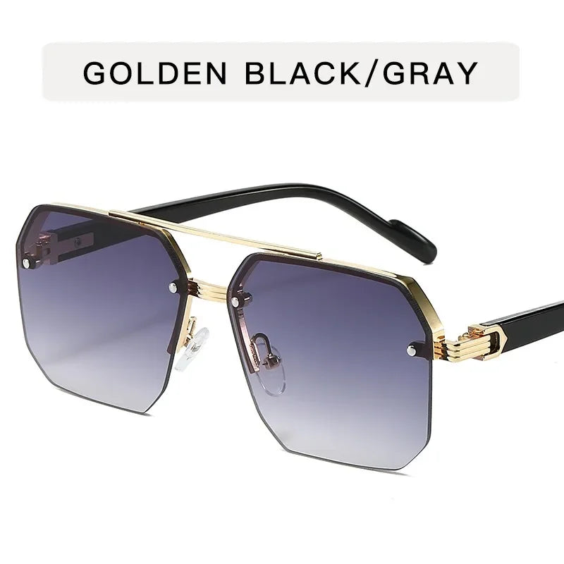 The Maverick – Retro Half-Frame Metal Sunglasses
