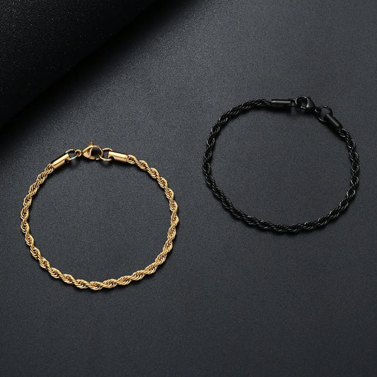 Golden, Black & Silver Chain Bracelet Stainless Steel | Timeless Elegance