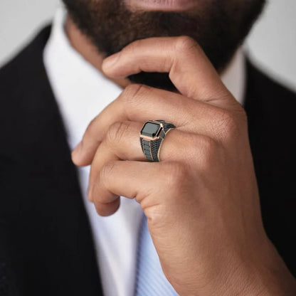 The Continental Black Zircon Ring – Bold European Design