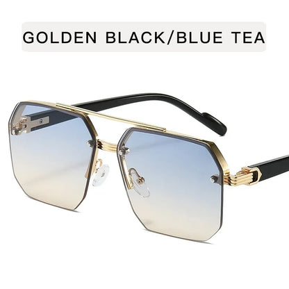 The Maverick – Retro Half-Frame Metal Sunglasses