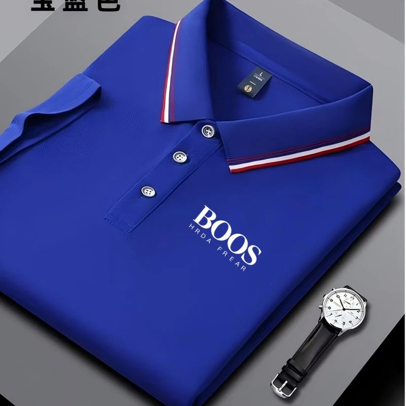 Men's Embroidered Business Casual Polo – Breathable & Versatile Short Sleeve