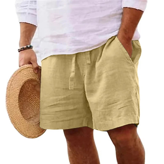 Men's Cotton Linen Beach Shorts – Lightweight Classic Fit
