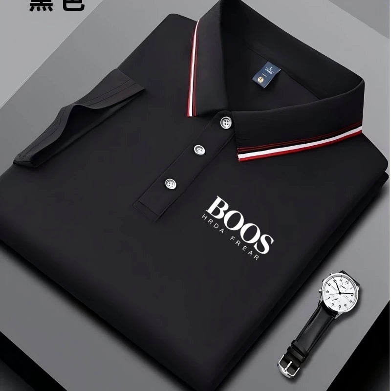 Men's Embroidered Business Casual Polo – Breathable & Versatile Short Sleeve