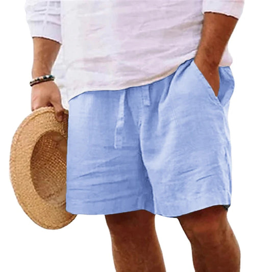 Men's Cotton Linen Beach Shorts – Lightweight Classic Fit