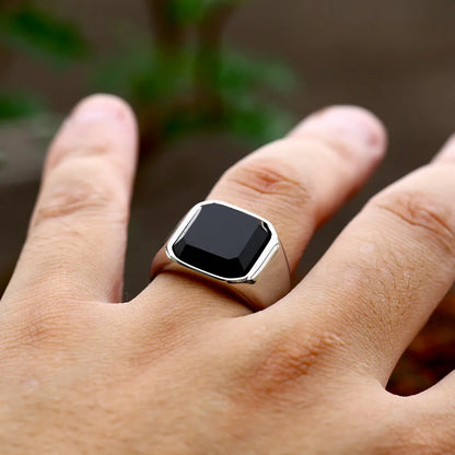 The Prestige Black Stone Band – Elegant Stainless Steel Ring