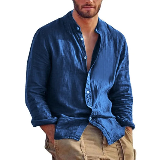 Men's Linen Lightweight Stand Collar Shirt