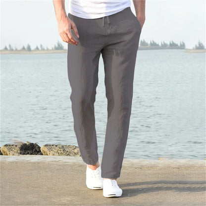 Mens-Cotton-Linen-Trousers –Breathable-Autumn-Essentials-in-Classic-Solid-Colors
