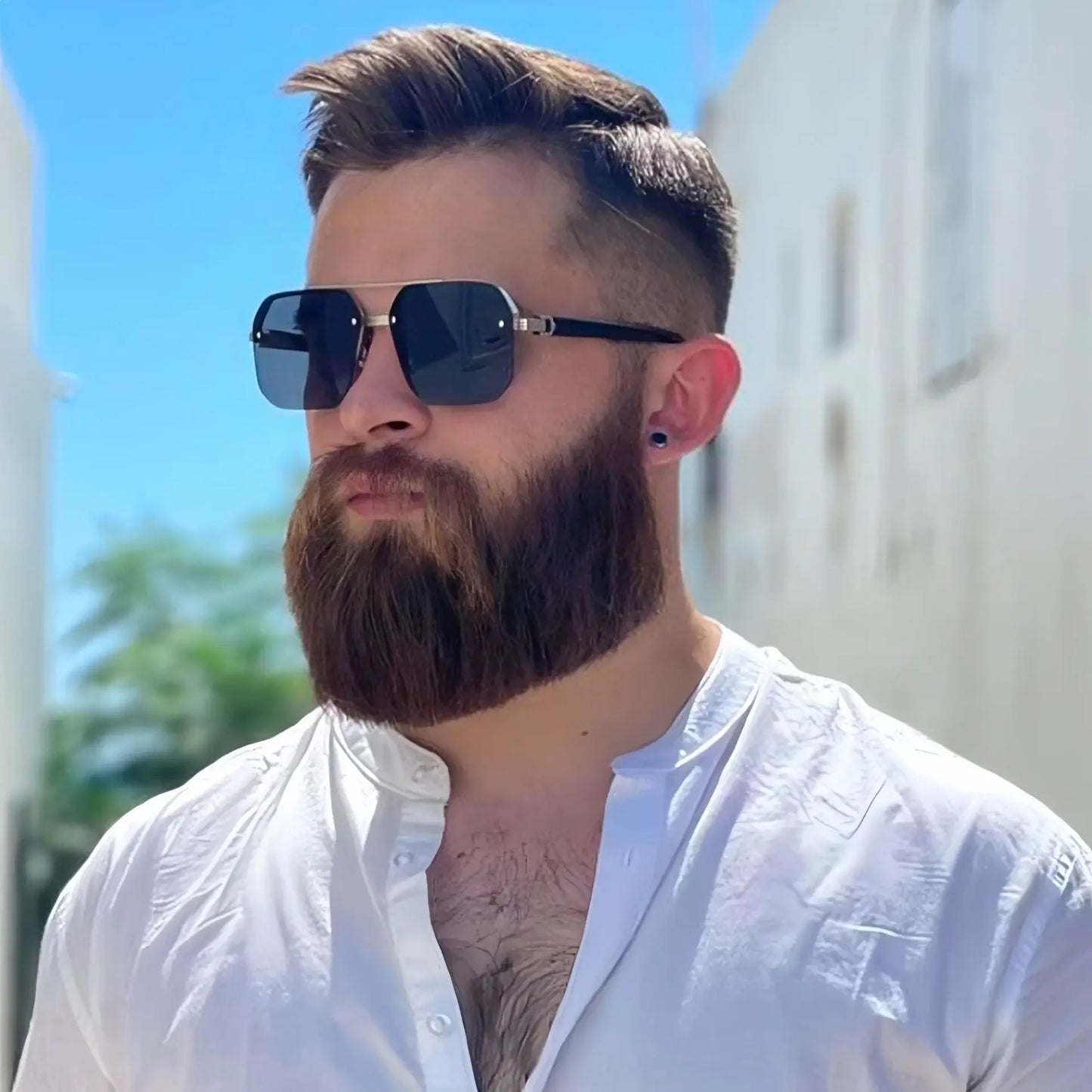 The Maverick – Retro Half-Frame Metal Sunglasses
