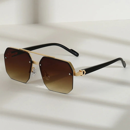The Maverick – Retro Half-Frame Metal Sunglasses
