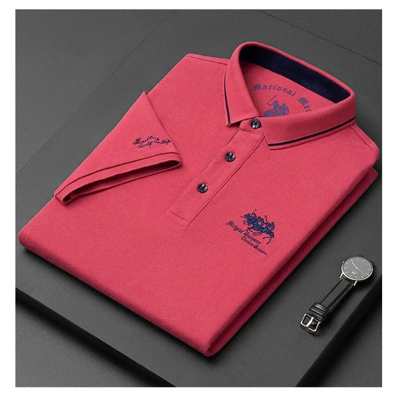 Men's Summer Polo – 100% Cotton Embroidered Short Sleeve Classic
