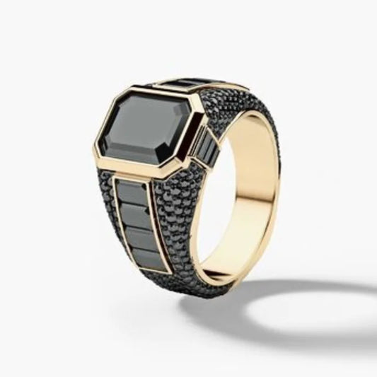 The Continental Black Zircon Ring – Bold European Design