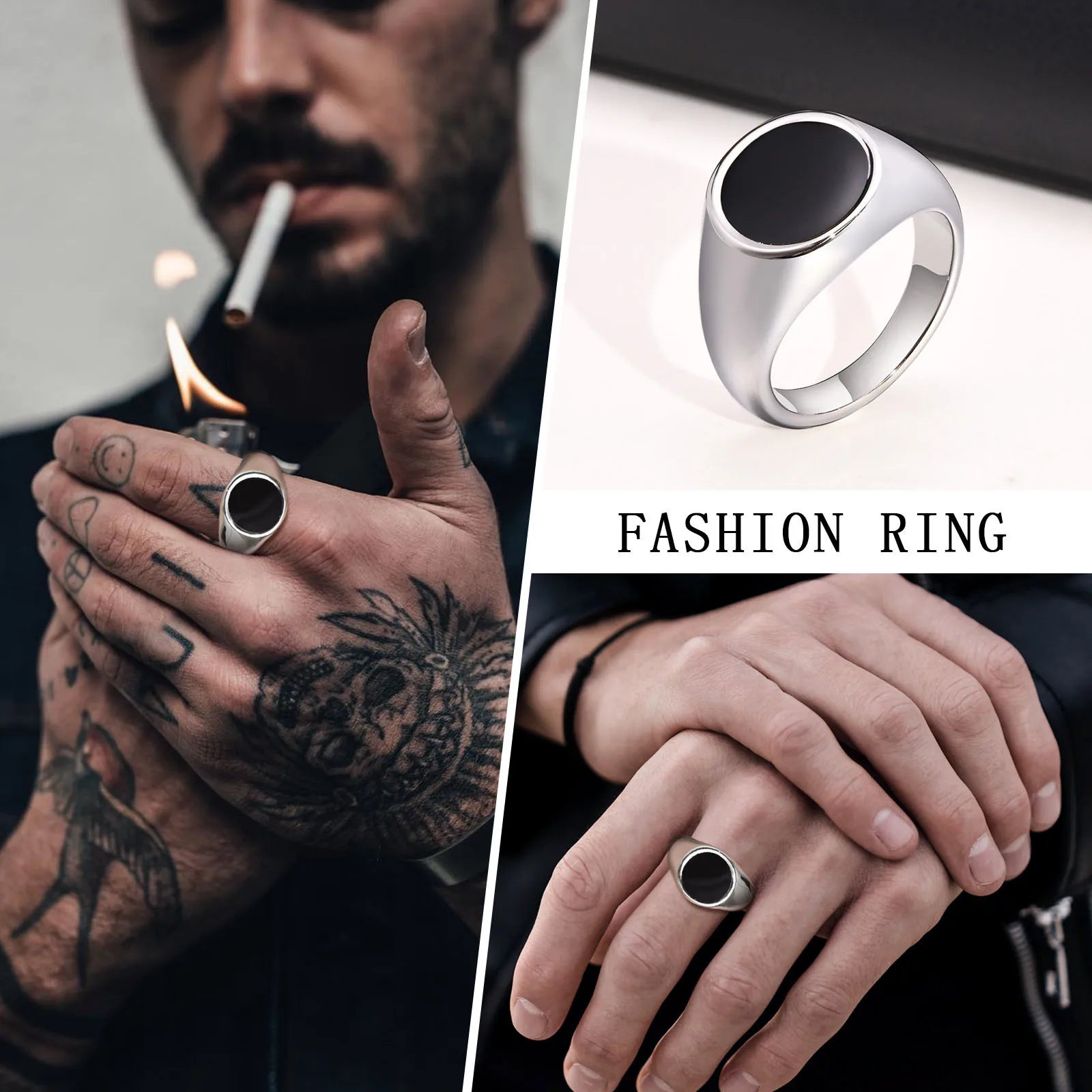 The Steel Ring – Waterproof Black Signet Design