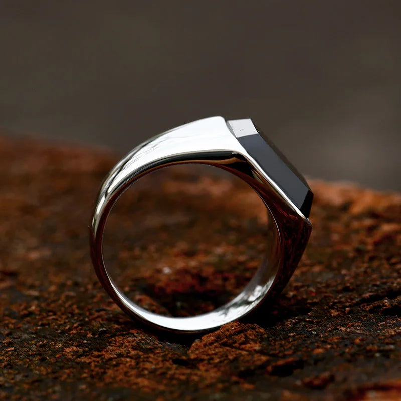 The Prestige Black Stone Band – Elegant Stainless Steel Ring