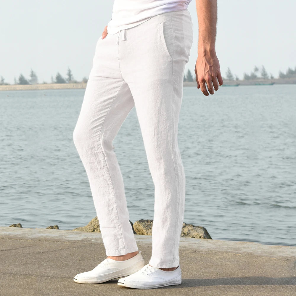 Mens-Cotton-Linen-Trousers –Breathable-Autumn-Essentials-in-Classic-Solid-Colors