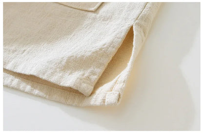 Men's Summer Linen Shirt – Lightweight White Classic with Turn-Down Collar"