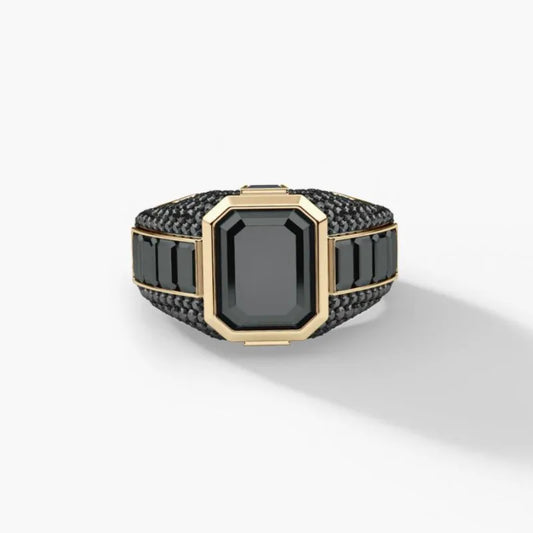 Continental Black Zircon Ring – Bold European Design