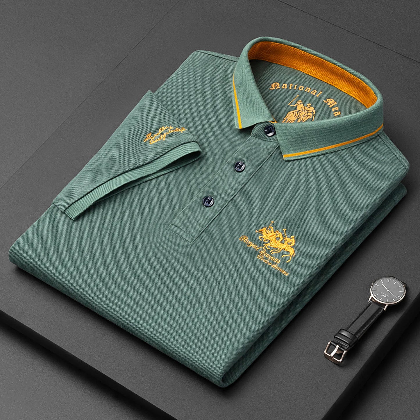 Men's Summer Polo – 100% Cotton Embroidered Short Sleeve Classic