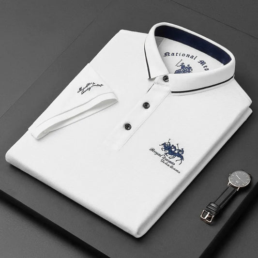 Men's Summer Polo – 100% Cotton Embroidered Short Sleeve Classic