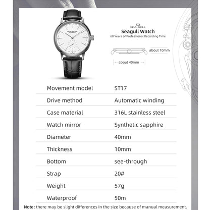 The Executive Leather Watch – Mechanical Timepiece by Seagull