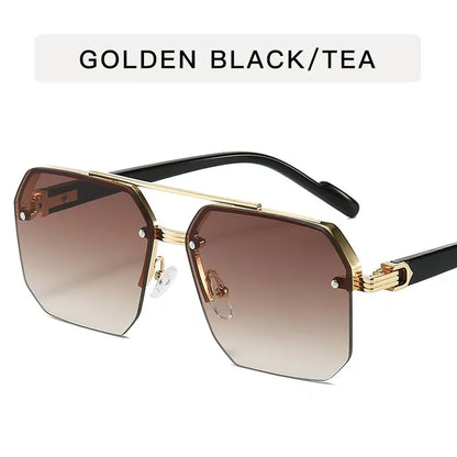 The Maverick – Retro Half-Frame Metal Sunglasses
