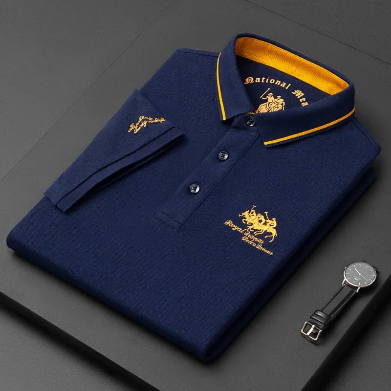 Men's Summer Polo – 100% Cotton Embroidered Short Sleeve Classic