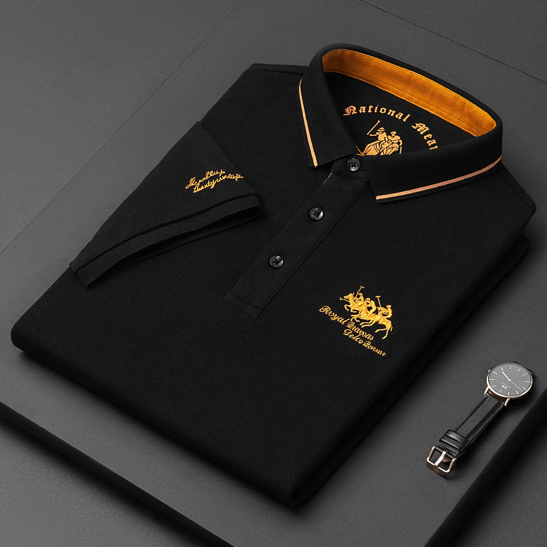 Men's Summer Polo – 100% Cotton Embroidered Short Sleeve Classic